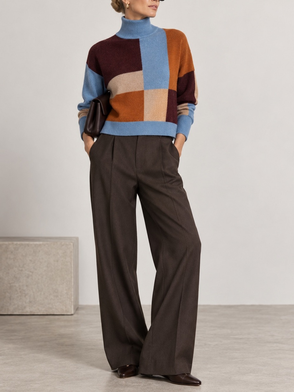 Equipment Colorblock Knit Turtleneck Top Size XS